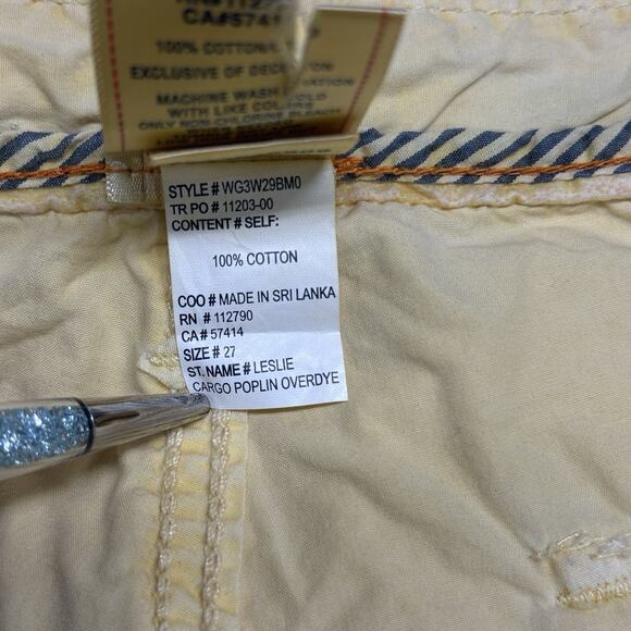 True Religion Leslie Cargo Surf Shorts Surf Champions 69 Patch Yellow Sz 27 NWT - Picture 13 of 14